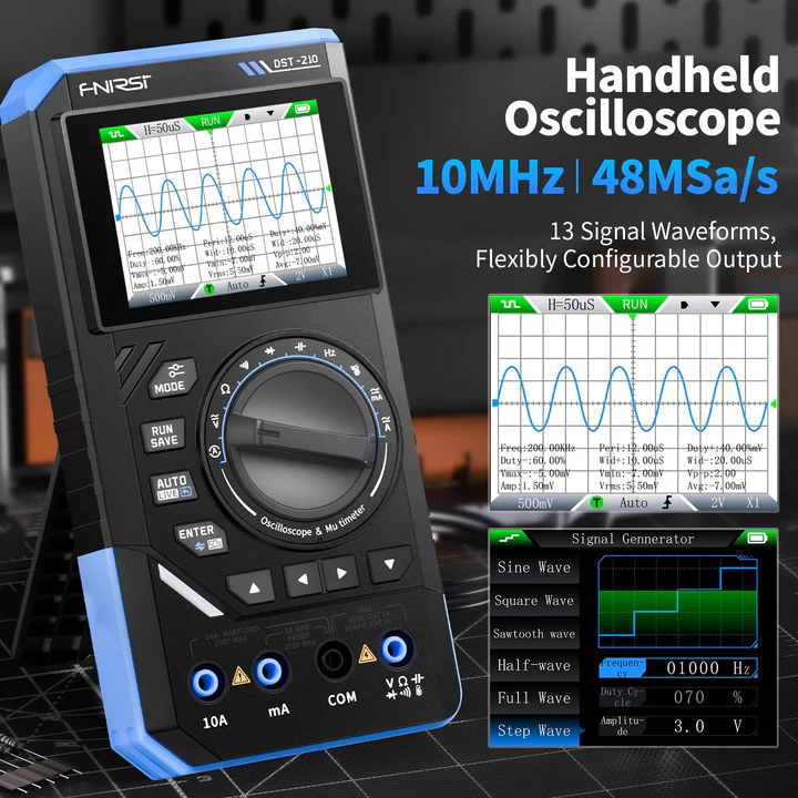 FNIRSI DST-210 Osciloscopio Generador de Señales Multímetro - Imagen 4